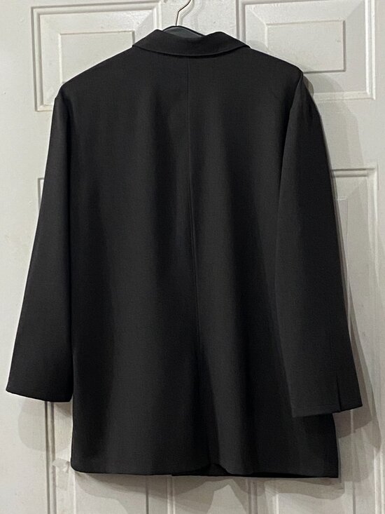 Banana Republic Sz XL Women's Wool Shirt Button Up 3/4 Sleeve Dark Gray - Picture 6 of 9